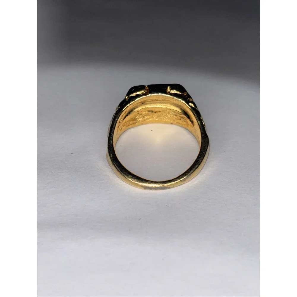 Vintage Men's Gold Tone Nugget Ring Size 10.5 Chunky Statement Fashion 1980's